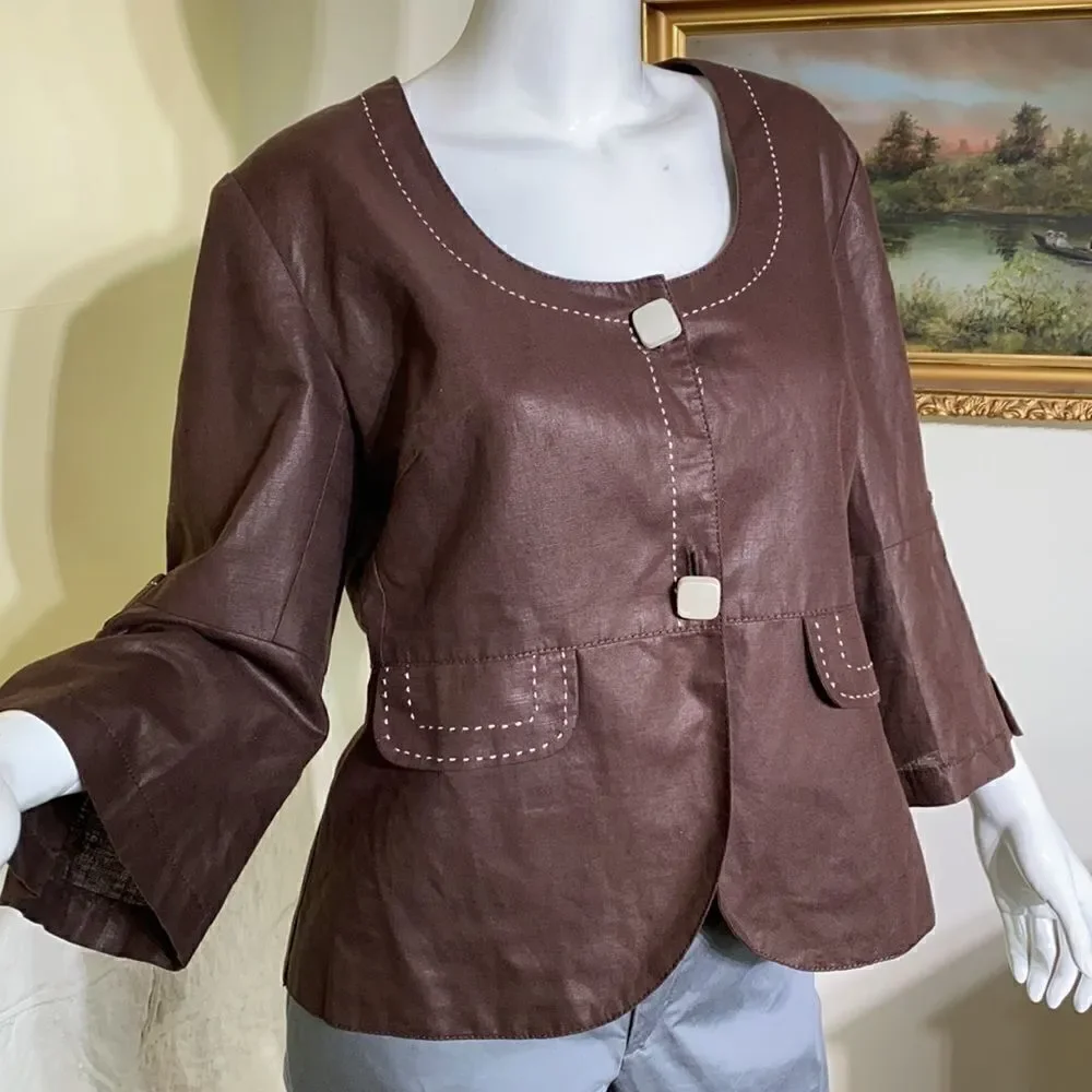 Vex Collection Brown Cotton Light Jacket/Top - Picture 3 of 13